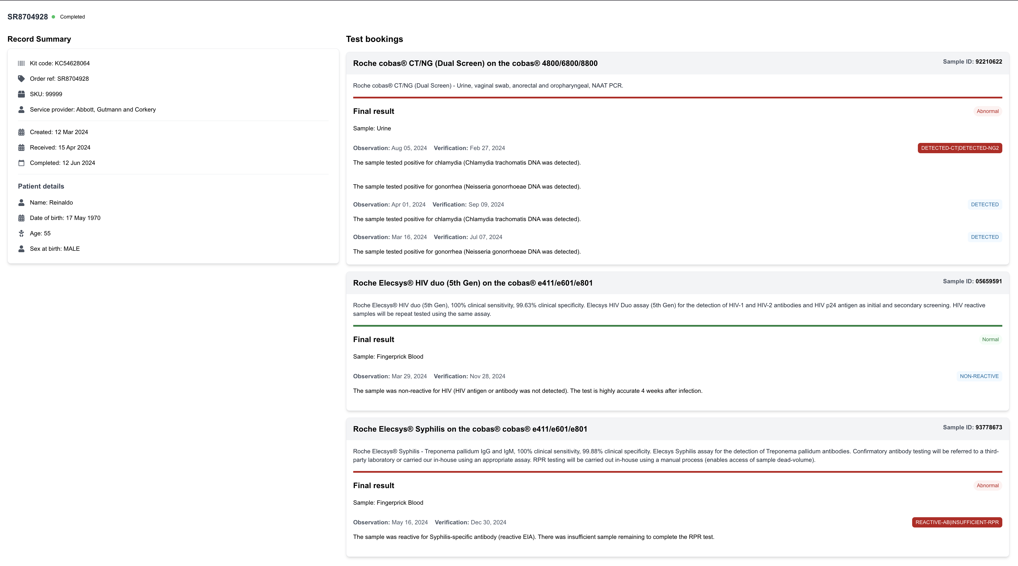 Health Screening Dashboard project